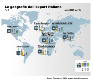 Geografia export italiano Sace