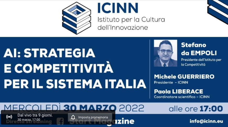 Intelligenza artificiale: strategia e competitività per il sistema Italia. L’evento di Start Magazine