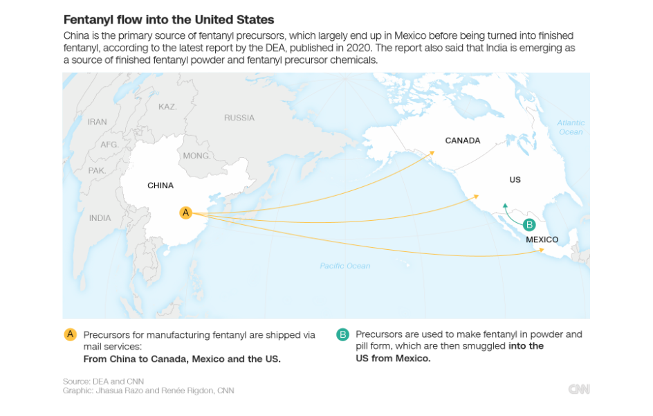 fentanyl cina stati uniti