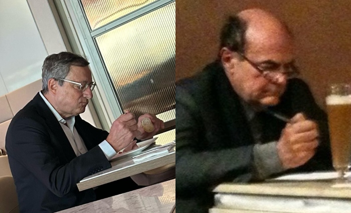 Draghi water, Bersani beer. History and symbols of very different stolen photos