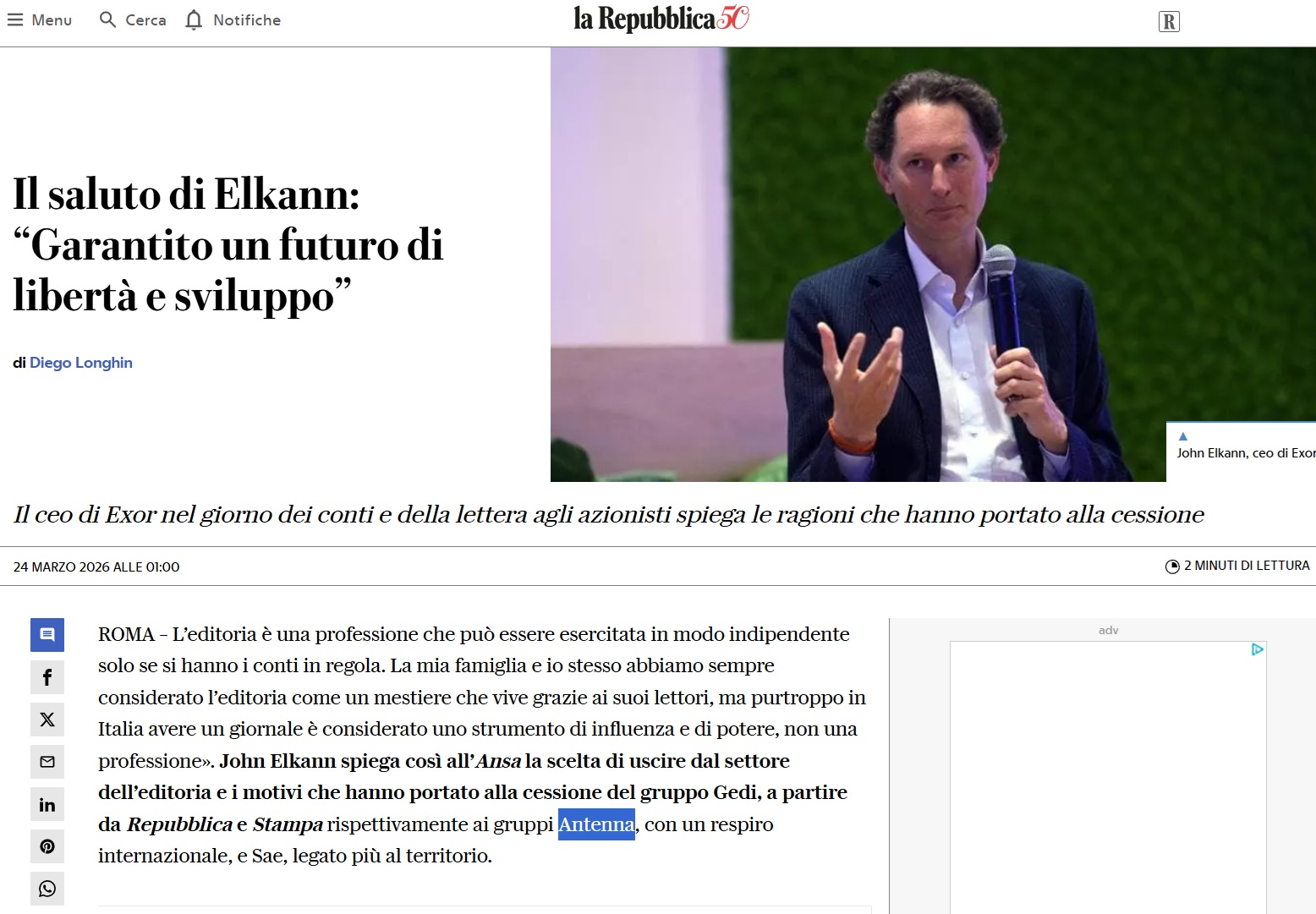 elkann gedi repubblica