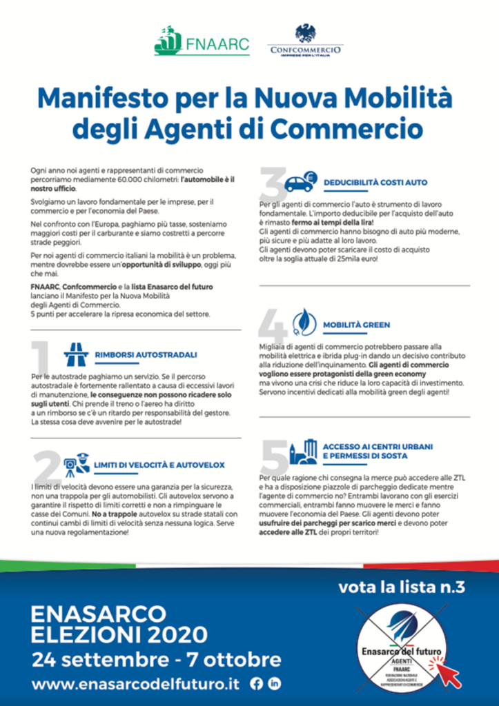 Manifesto per una Nuova Mobilità degli Agenti di Commercio