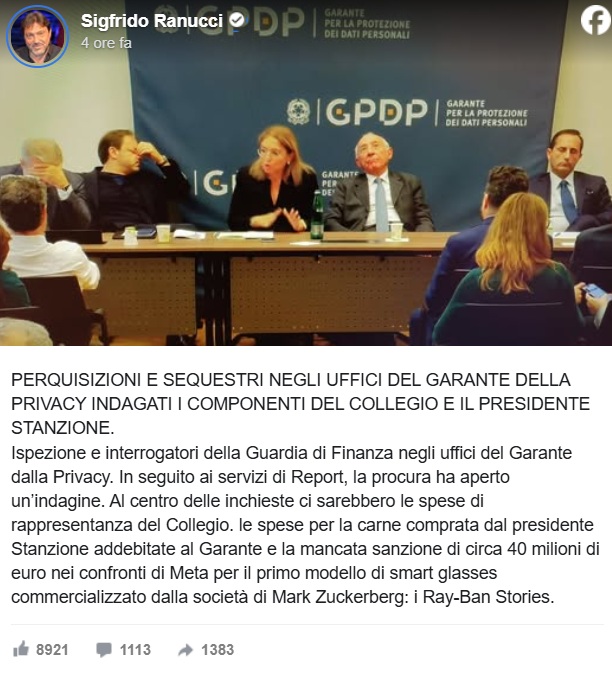 garante della privacy meta